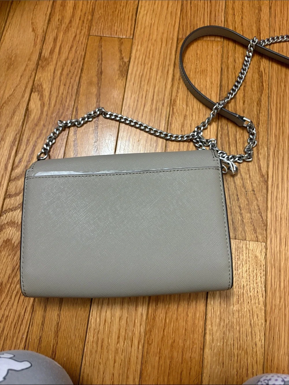 Tory Burch Light Gray Saffiano Leather Crossbody with Chain Strap